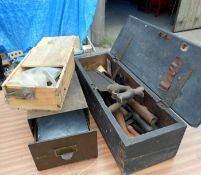 A box of vintage tools etc