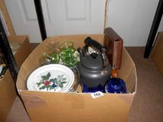A box of china, glassware etc