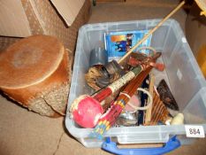 A box of wooden instruments