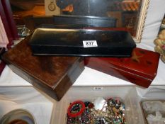 2 lacquer boxes & a rosewood box