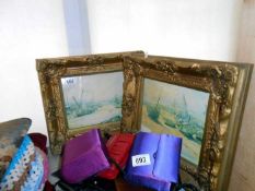 Two ornate gilt framed pictures