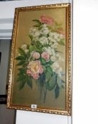 A floral oil on board signed Stella Lane