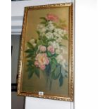 A floral oil on board signed Stella Lane