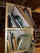 2 shelves of picture frames etc