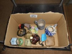 A quantity of china including Cloissone, paperweights & Delft etc.