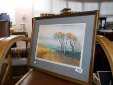 A framed/glazed watercolour Nidderdale signed