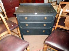 A stained wood 3 drawer chest