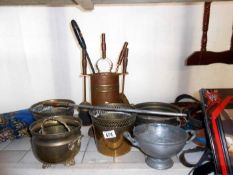 A quantity of brassware and metalware