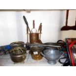 A quantity of brassware and metalware