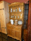 A pine open rack dresser