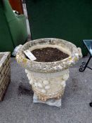 A stone garden planter