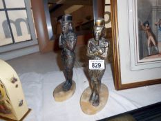 2 Spelter figurines of Egyptian Gods