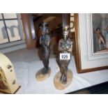 2 Spelter figurines of Egyptian Gods