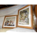 A pair of pine framed teddy bear prints