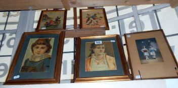 5 framed & glazed portraits etc.