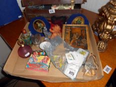 A quantity of miscellaneous including troll, plaque & bottles etc.