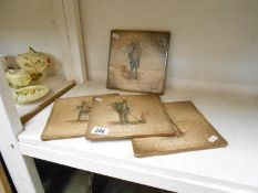 4 large pictoral French tiles