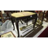 An Edwardian dressing table stool with carved Queen Anne legs