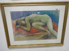 A signed pastel of a sleeping nude by Lewis Davies (1939 - 2010)