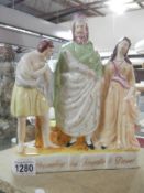 A rare early 19th century Staffordshire figure of Saul presenting his daughter to David