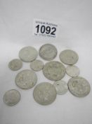 A quantity of pre 1947 silver coins