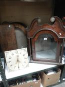 A quantity of Victorian long case clock parts, a hood, 3 hood doors,