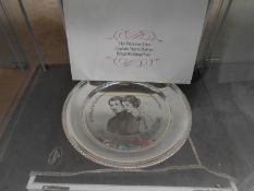 A silver Hall marked plate Princess Anne & Mark Phillips Weight approximately 250gms