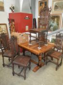 A set of 6 oak dining chairs (some have been repaired or require repair)