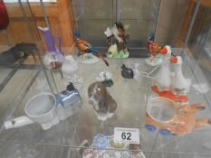 A collection of 10 miscellaneous items including birds, vases,