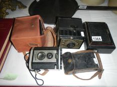 5 vintage cameras including box brownie, The cameo, etc.