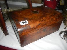 A Victorian walnut veneered sewing box