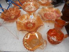 3 carnival glass bowls