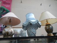 3 pottery table lamps