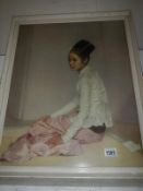 A glazed 1950's print of a young lady