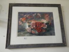 Dutch mid 20th century mixed media 'The flower bowl' signed Bella Van Beck-Straeve image 48cm x