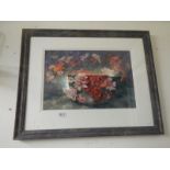 Dutch mid 20th century mixed media 'The flower bowl' signed Bella Van Beck-Straeve image 48cm x