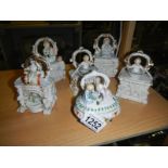 6 late 19th early 20th century continental porcelain trinket boxes