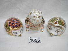 3 boxed Royal Crown Derby paperweights being a bear,