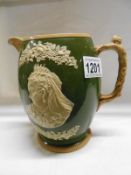 A Victorian green glaze Copeland Spode jug, circa 1897,