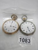 A silver pocket watch and one other,