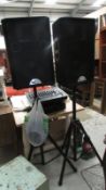 A pair of 'W' audio DX-12 PA speakers & stands,