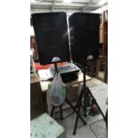 A pair of 'W' audio DX-12 PA speakers & stands,