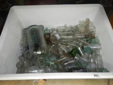 A large quantity of glass bottles