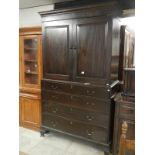 Georgian mahogany linen press missing shelves from top section