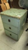A painted pine 3 drawer tool chest