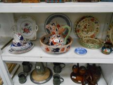 A quantity of pottery including West German ribbon dish, Copeland pin dish & Mason's plates etc.