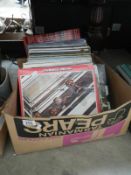 A box of LP's including The Beatles