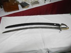 A late 18th early 19th century officers sabre with scabbard (Indian Army)