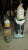 2 vintage painted garden gnomes