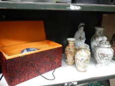 5 Oriental vases including lidded & blue & white & an Oriental figure